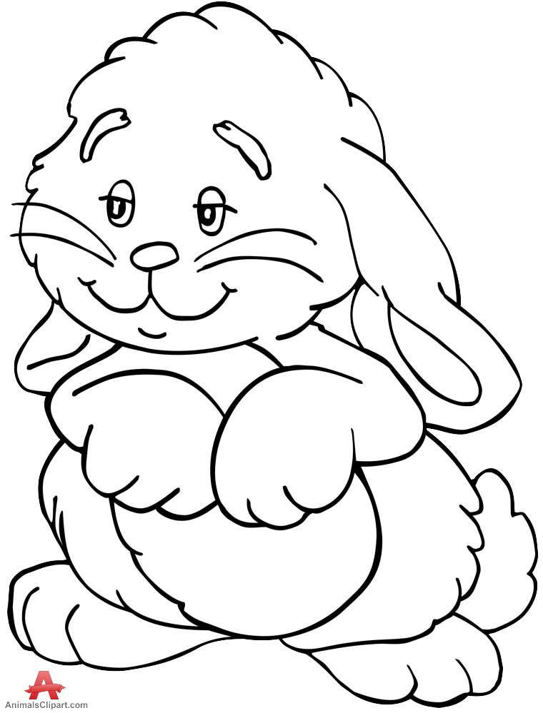 Bunny black and white outline bunny rabbit drawing clipart in black and