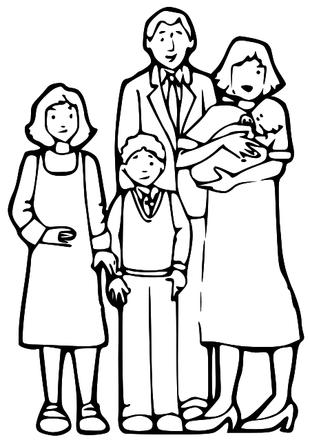 family clipart black and white - photo #6