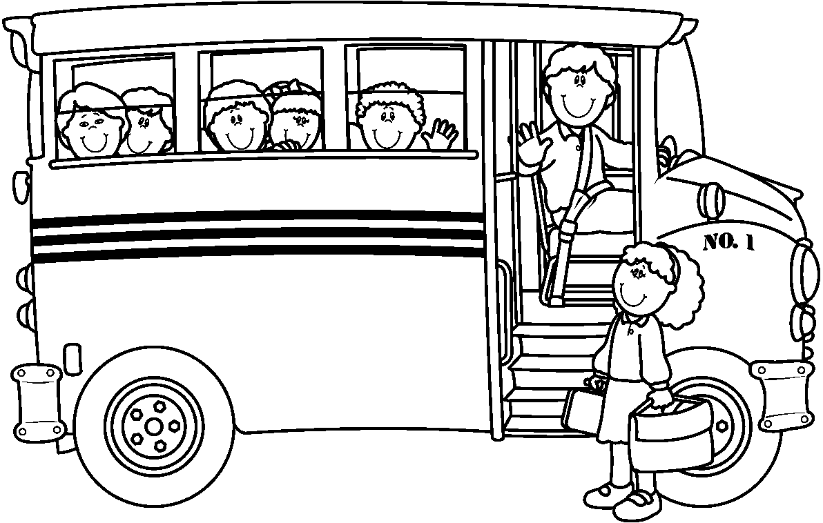 clipart school bus black and white - photo #29