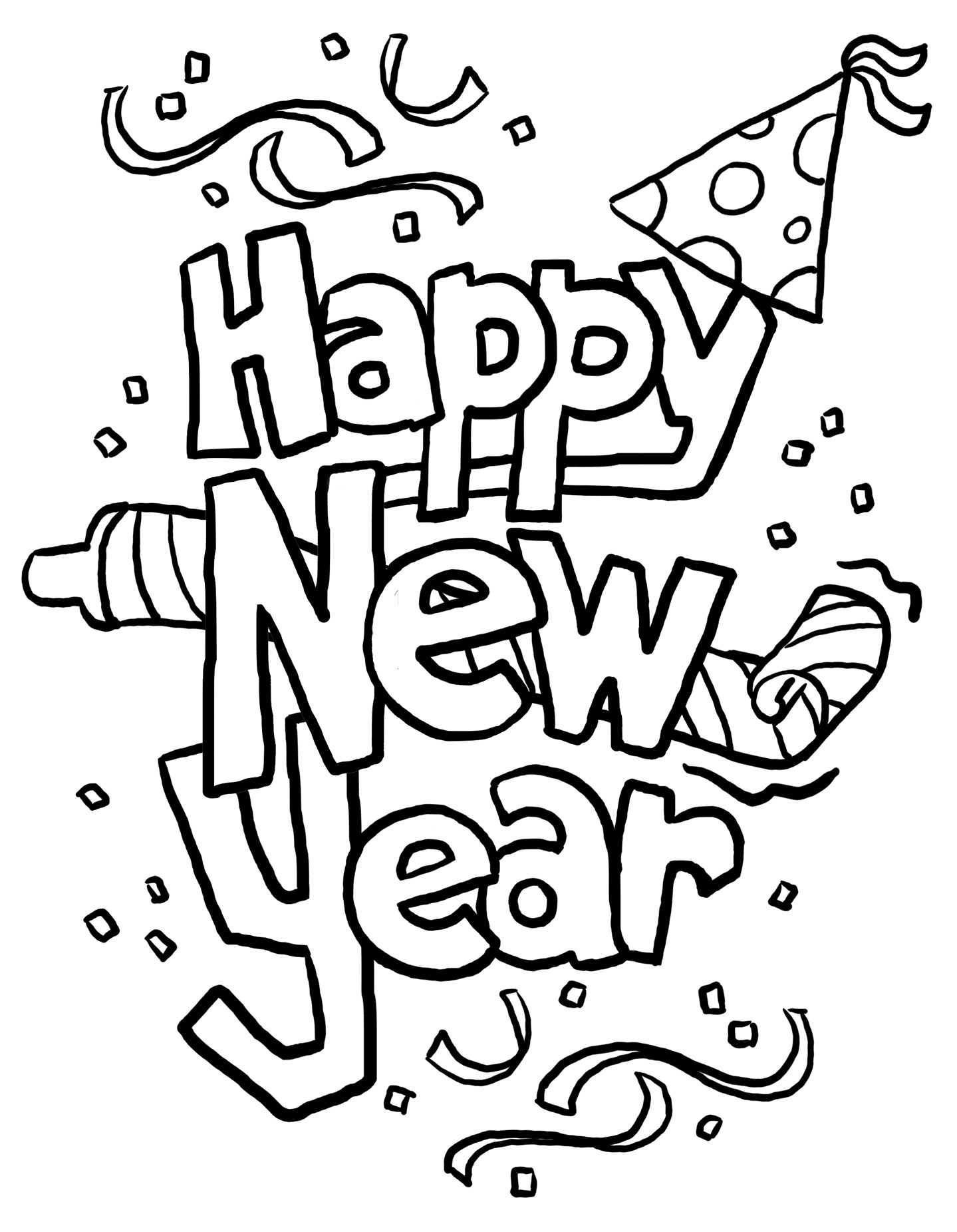 Happy new year black and white clipart WikiClipArt