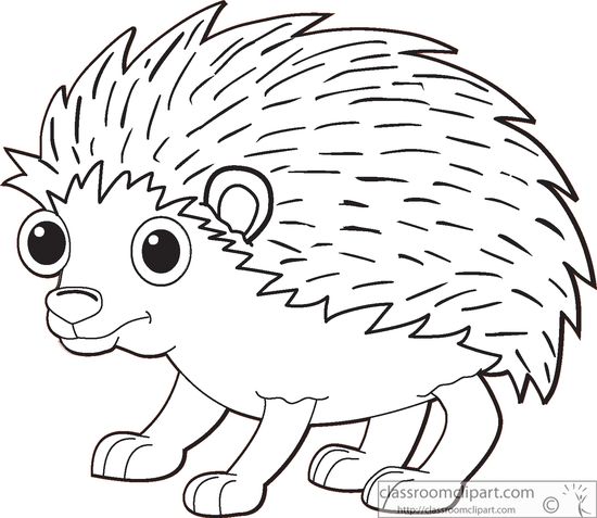 Hedgehog black and white clipart - WikiClipArt