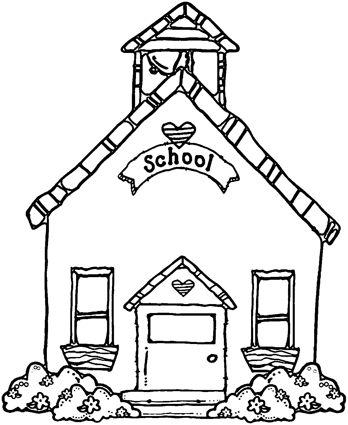 free black and white school house clipart - photo #2