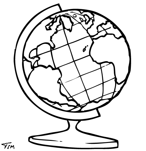 clipart of globe in black and white - photo #44
