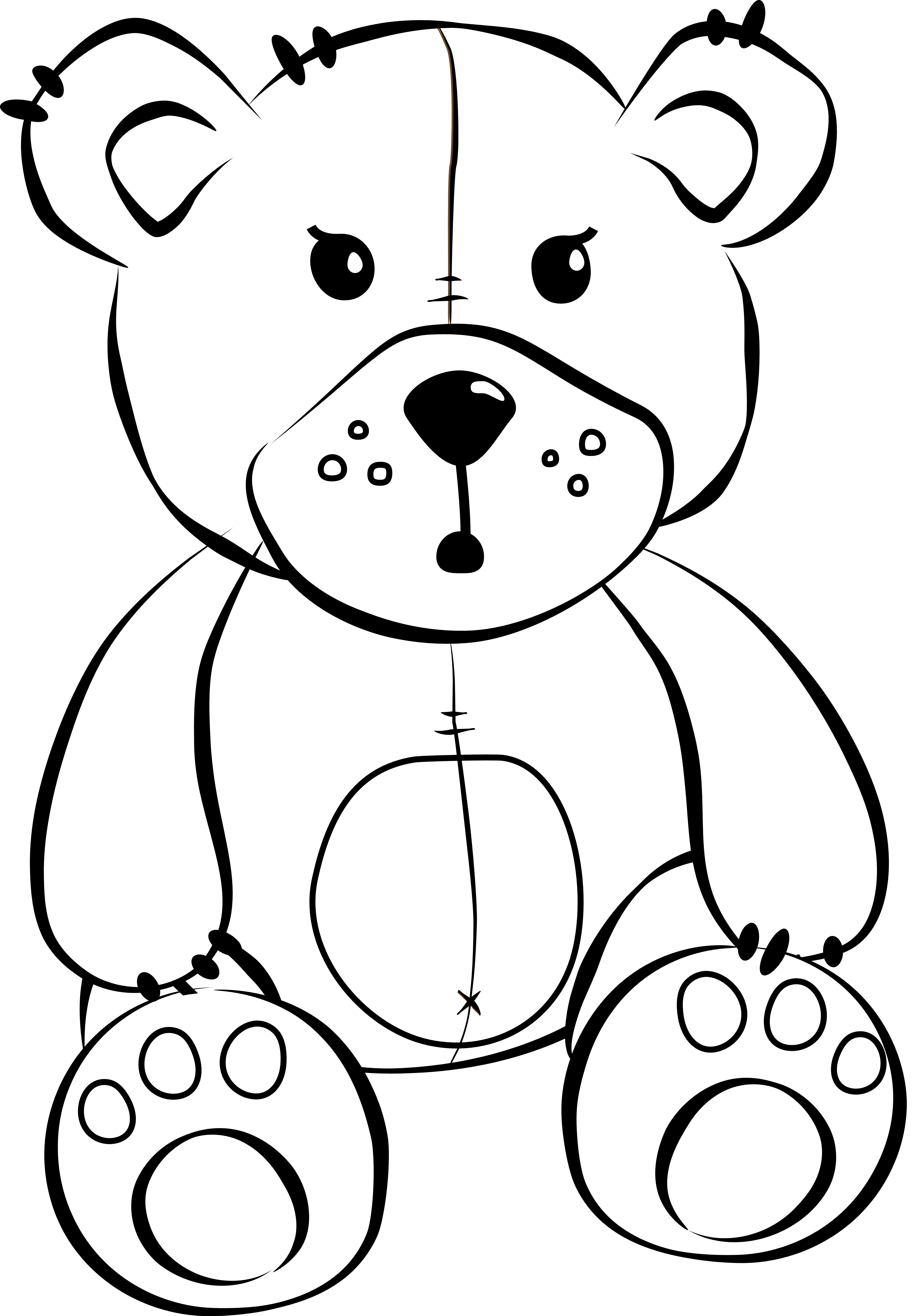 teddy bear cartoon images black and white