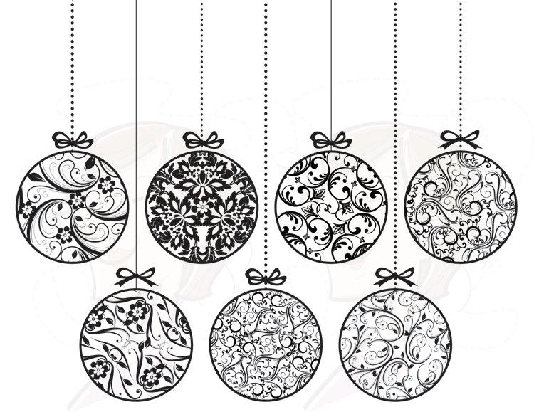 Christmas ornament black and white christmas ornament clip