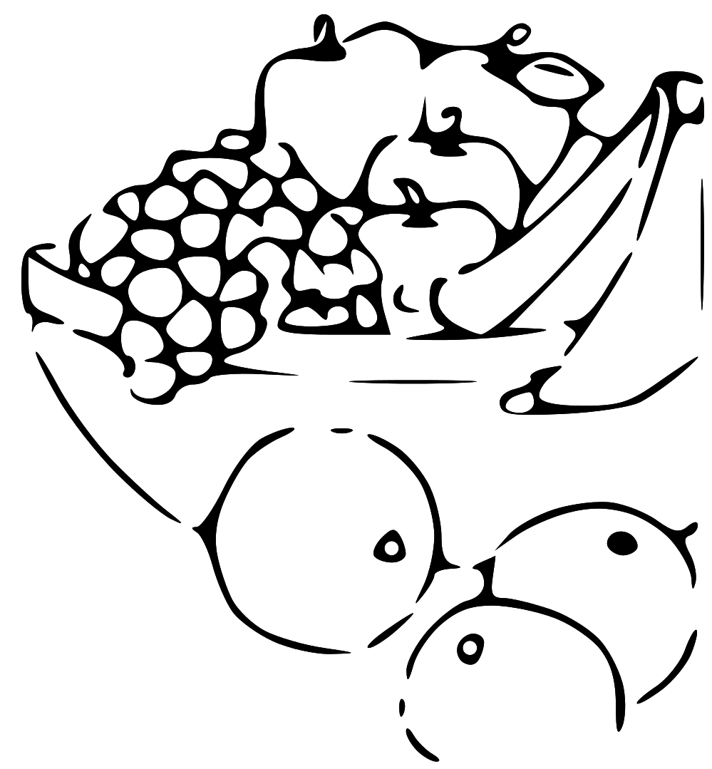 clipart of fruits black and white - photo #7
