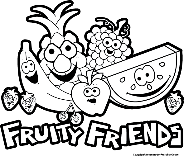 clipart of fruits black and white - photo #36