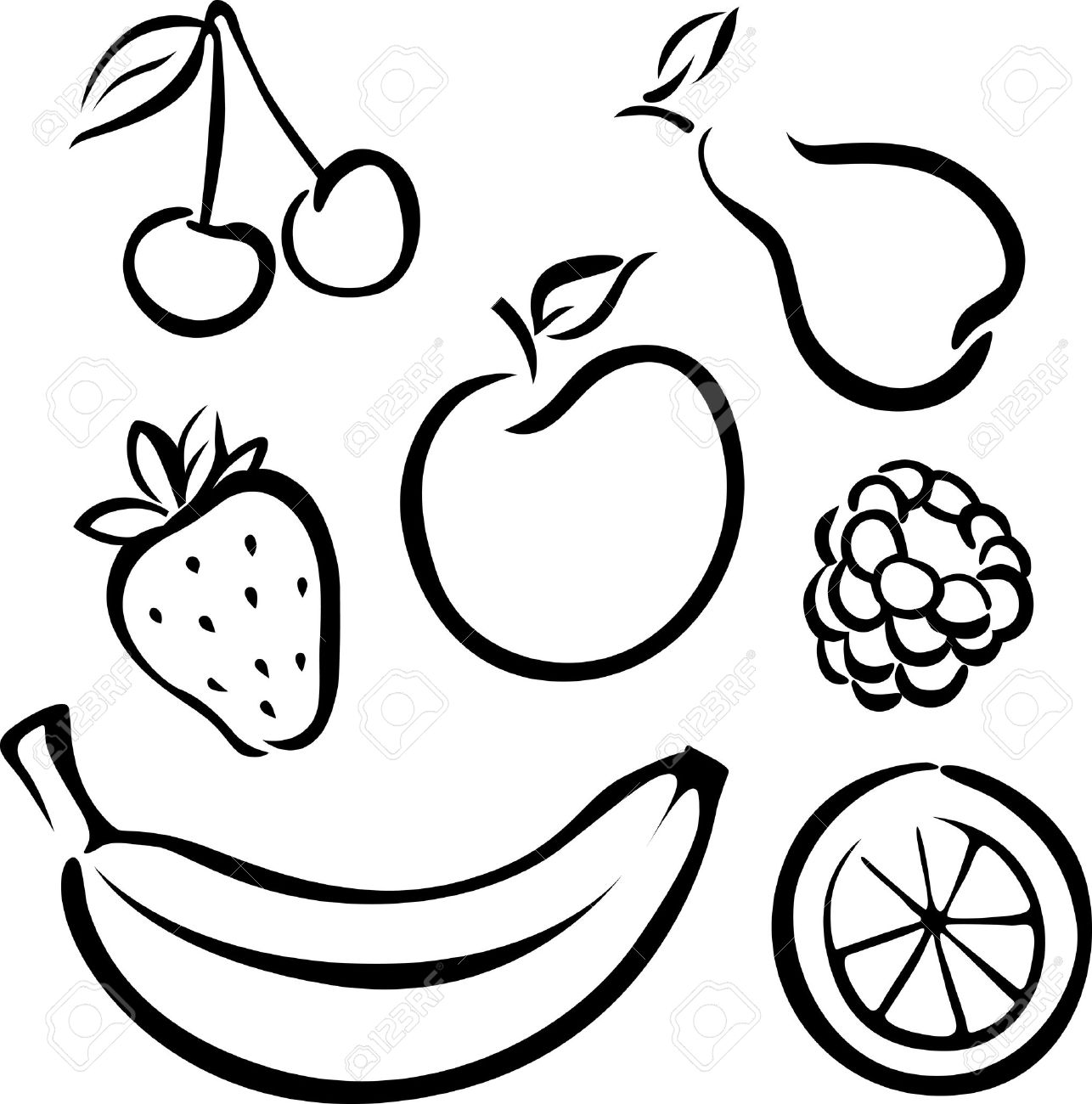 clipart fruits black and white - photo #22