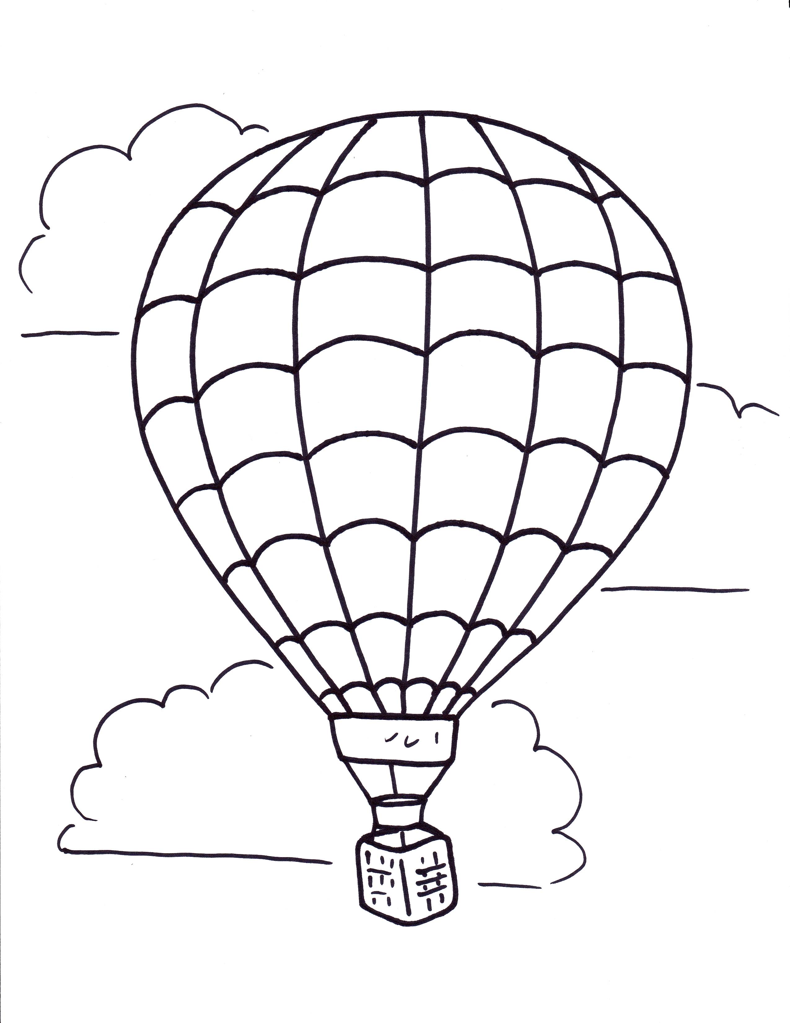 free hot air balloon clipart black and white - photo #44