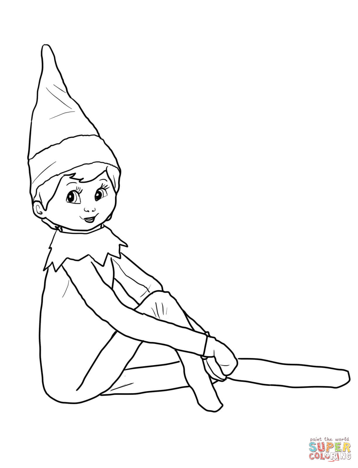 Elf black and white elf on the shelf coloring pages free