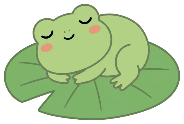 Cute cartoon frog sleeping on a lily pad