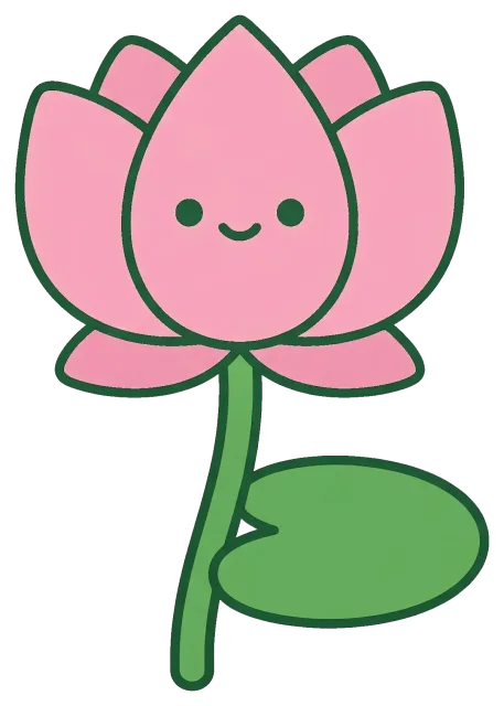 Cute pink lotus flower with smiling face