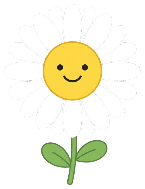 Cute smiling daisy flower with happy face
