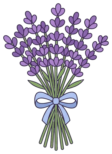 Lavender bouquet tied with blue ribbon