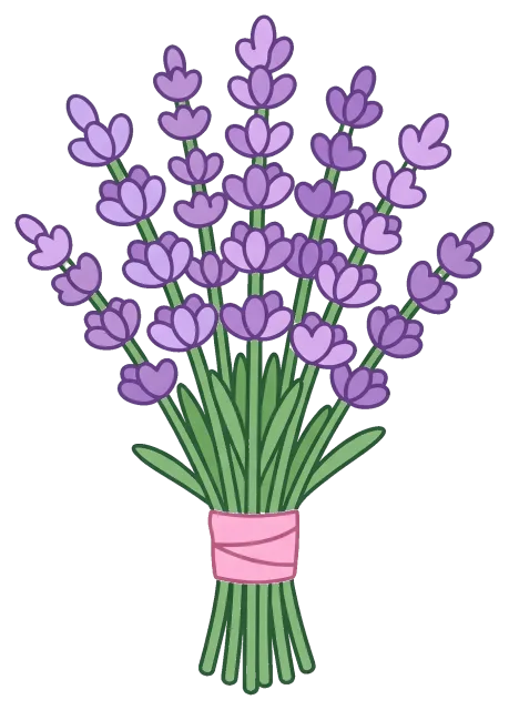Lavender bouquet with purple flowers and green stems