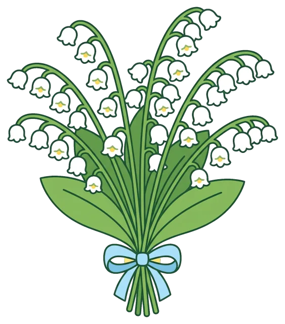 Lily of the valley bouquet with blue ribbon