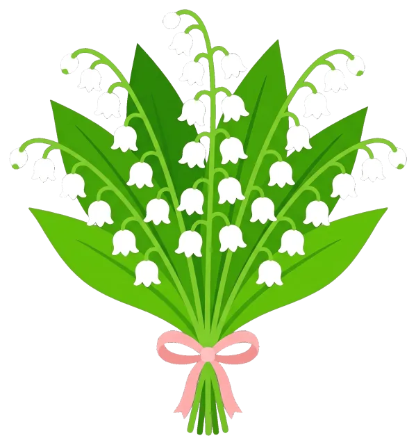 Lily of the valley bouquet with pink ribbon