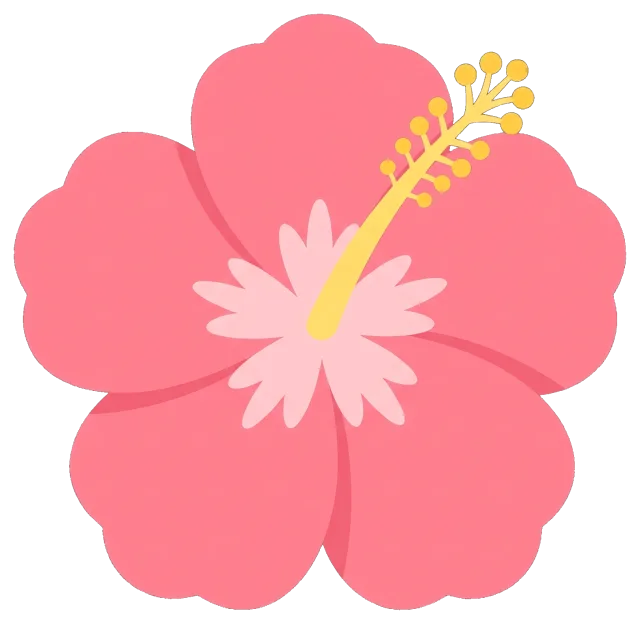 Pink hibiscus flower with yellow stamen