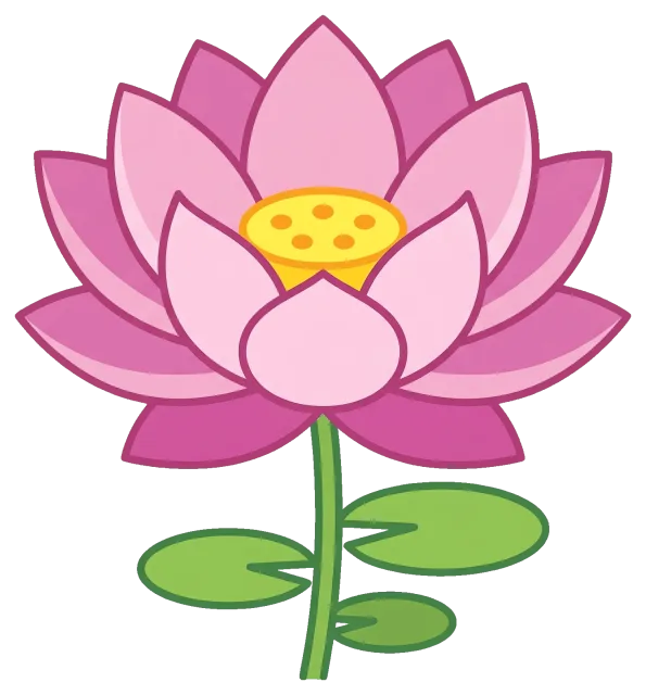 Pink Lotus Flower with Green Leaves