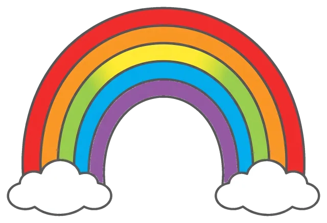 Colorful rainbow decoration with clouds