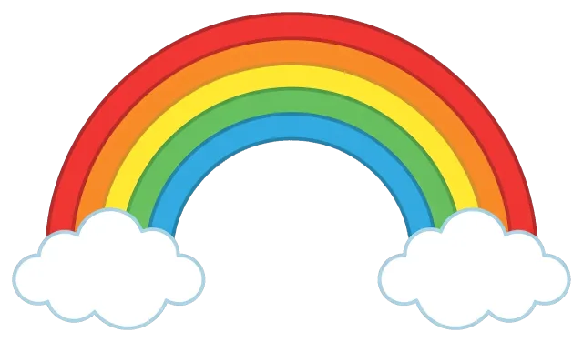 Colorful rainbow decoration with clouds