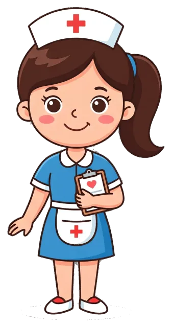 Smiling Female Nurse Holding Clipboard with Heart Symbol