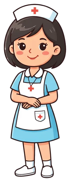 Smiling nurse standing with hands folded in uniform