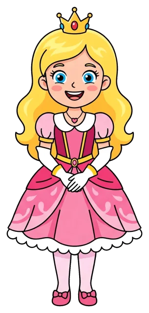 Smiling princess in pink dress with crown