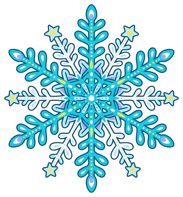Colorful decorative snowflake with star tips