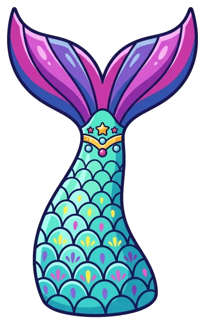 Colorful mermaid tail with decorative scales and stars
