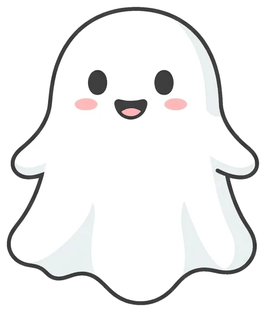 Cute happy ghost with pink cheeks