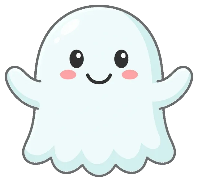 Cute smiling ghost with rosy cheeks
