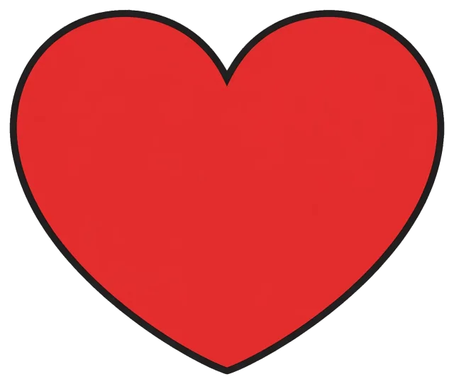 Red Heart Shape with Black Outline