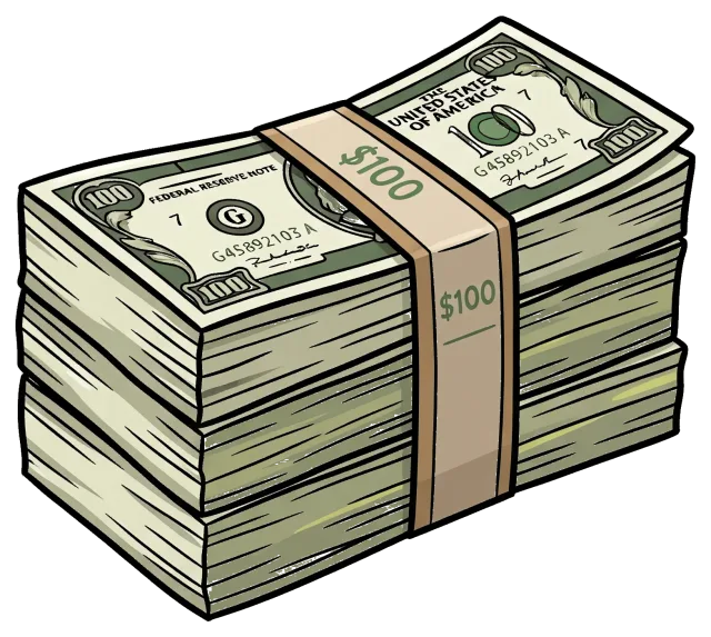 Stack of $100 Bills with Money Band