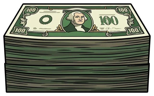 Stack of 100 Dollar Bills Cartoon