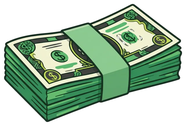 Stack of Money with Green Band