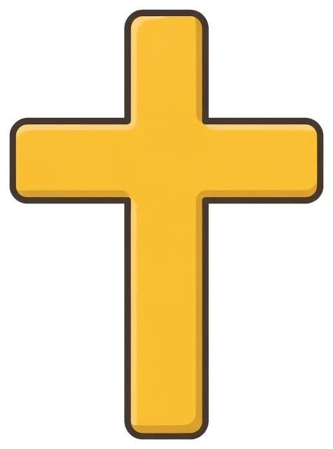 Yellow cartoon style cross