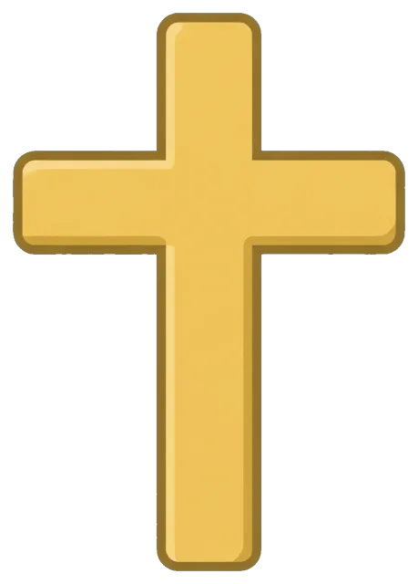 Yellow cartoon style cross symbol
