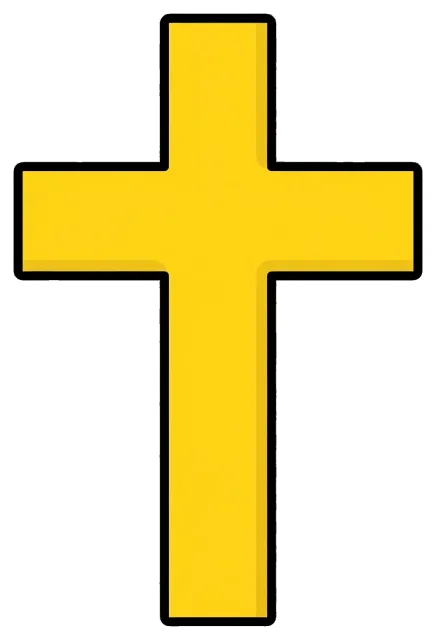 Yellow Cross Symbol with Black Outline