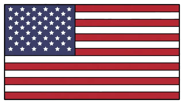 American flag with 50 stars and 13 stripes