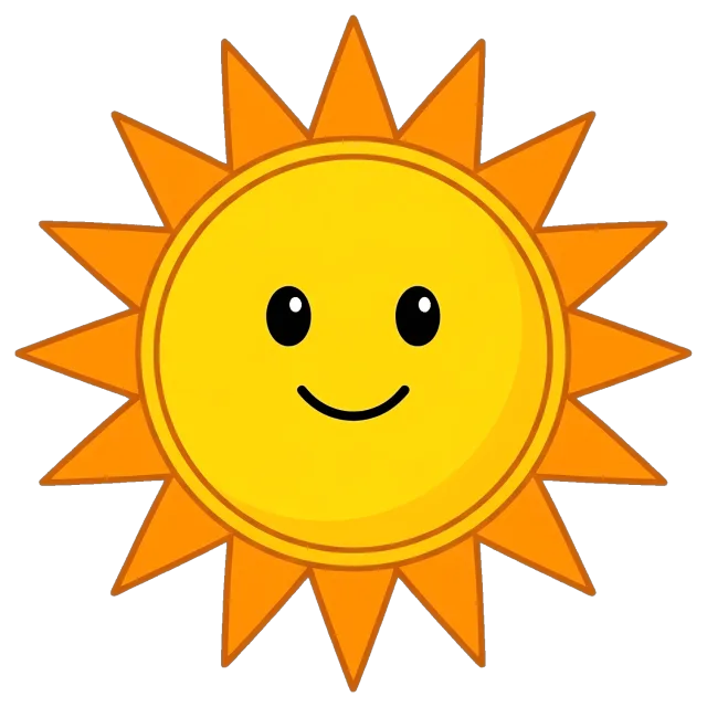 Cartoon sunshine with smiling face