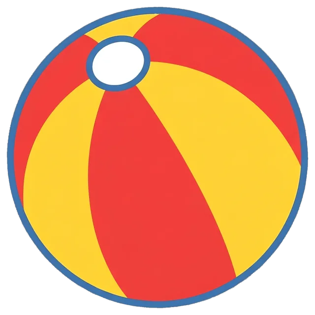 Colorful beach ball with red and yellow panels