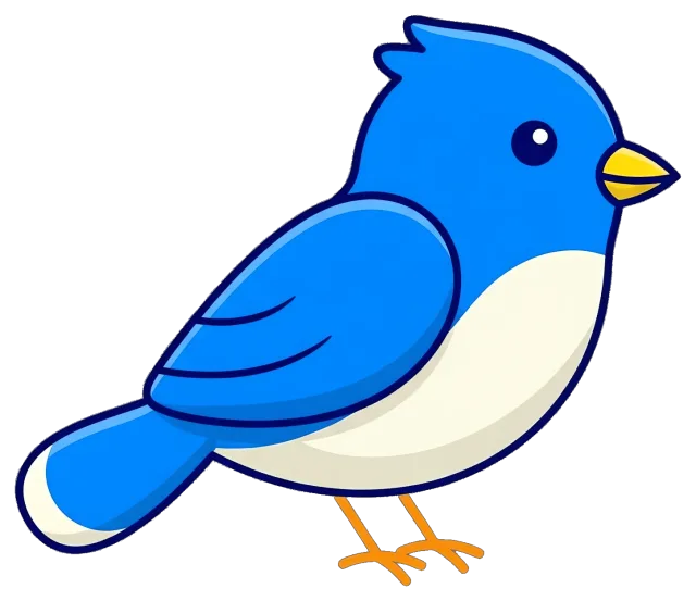 Cute blue bird cartoon illustration