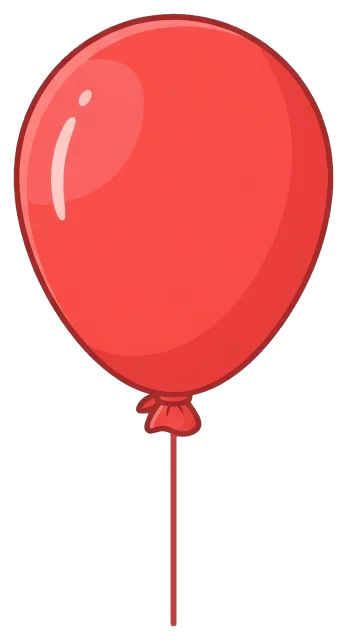 Red cartoon balloon with string