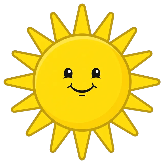 Smiling Cartoon Sunshine with Radiant Rays