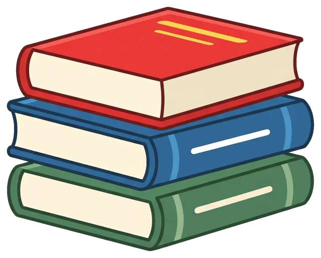 Stack of three colorful books