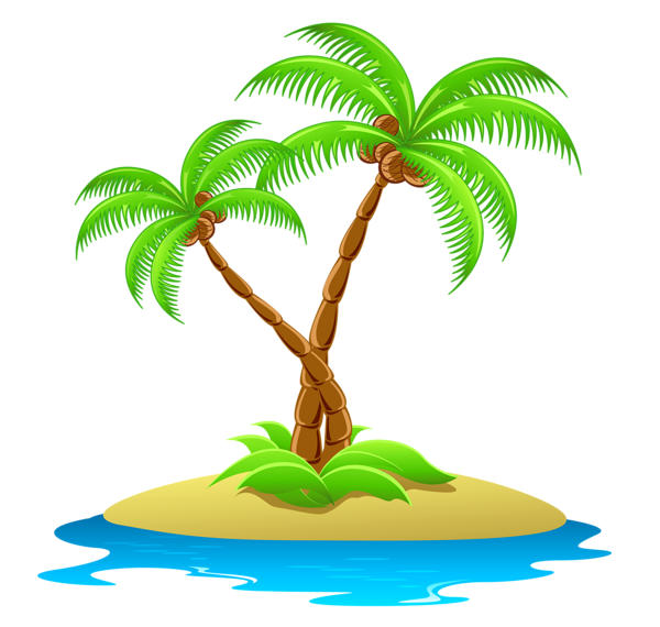 Island with palm tree clipart