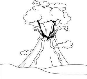 Volcano clipart black and white image