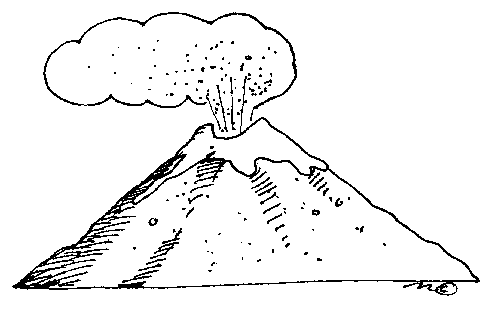 Volcano clipart free black and white