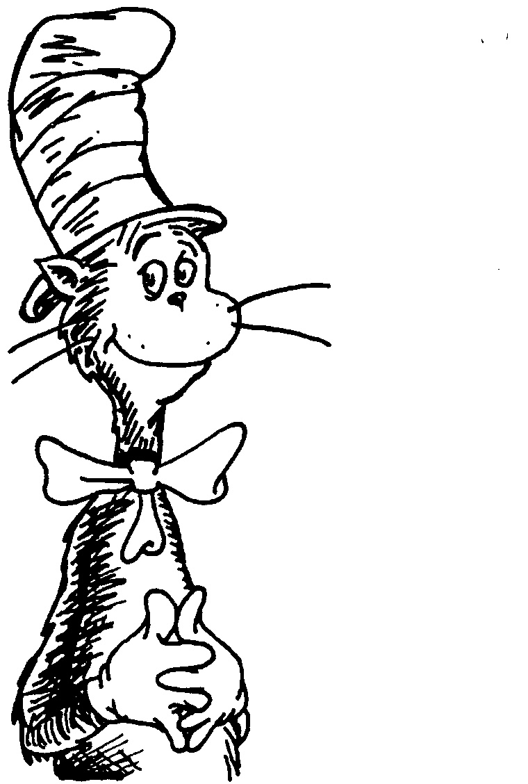 dr seuss cat in the hat clipart black and white